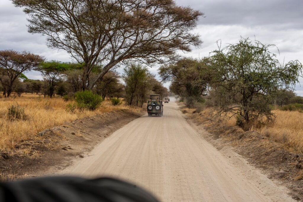 Safari jeep dusty road