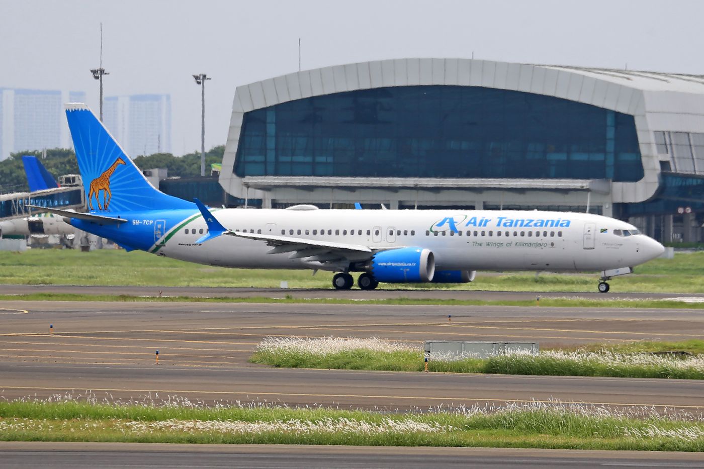 Air Tanzania aircraft on the tarmac at arrival